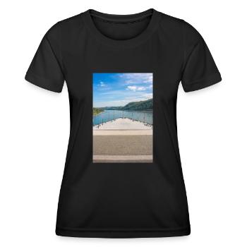 Affiche du Rhin et de la Moselle de Deutsches Eck Koblenz - T-shirt sport Femme - noir - Devant - AI Model Female 172 light (172cm)