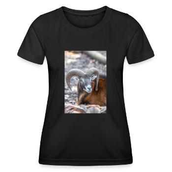 Mouflon européen (en allemand mouflon européen) - T-shirt sport Femme - noir - Devant - AI Model Female 172 light (172cm)