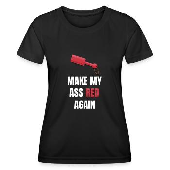 Make My Ass Red again Kinky Paddle BDSM leather - Frauen Funktions-T-Shirt - Schwarz - Vorne - AI Model Female 172 light (172cm)