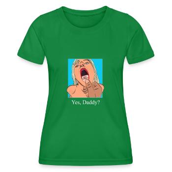 Yes Daddy Girl curvy Comic Pinup drawing - Frauen Funktions-T-Shirt - Kelly Green - Vorne - AI Model Female 172 dark (172cm)