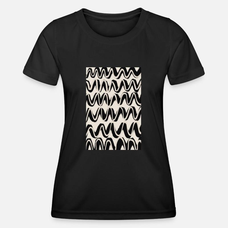 Black Beige Waves Pattern - Women's Functional T-Shirt - black