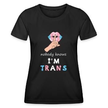 LBGT Flag Gay Pride Human Personne ne sait que je suis Trans - T-shirt sport Femme - noir - Devant - AI Model Female 172 light (172cm)