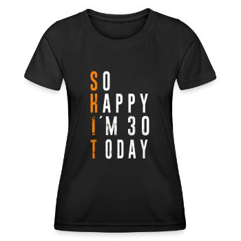 30e anniversaire Funny Dictons Cadeau - T-shirt sport Femme - noir - Devant - AI Model Female 172 light (172cm)