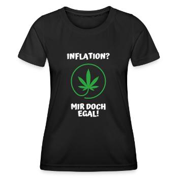 Inflation? Je m’en fous - T-shirt sport Femme - noir - Devant - AI Model Female 172 light (172cm)
