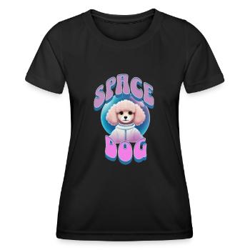 Space dog Poodle retro - Women's Functional T-Shirt - black - Front - AI Model Female 172 light (172cm)