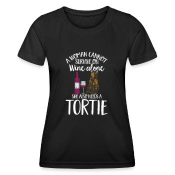 Schildpatt Katze Tortoiseshell Cat Tortie - Frauen Funktions-T-Shirt - Schwarz - Vorne - AI Model Female 172 light (172cm)