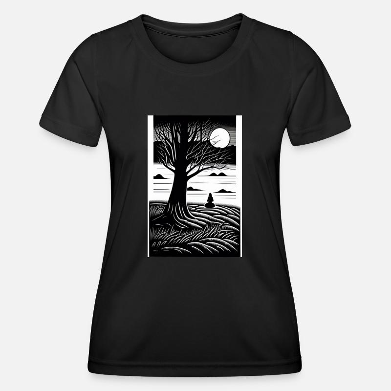 Black & White Full Moon - Women's Functional T-Shirt - black