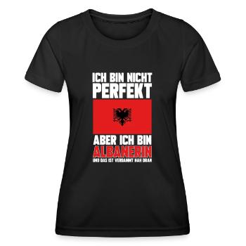 Albanische Flagge Albanischer Adler Shqiponja - Frauen Funktions-T-Shirt - Schwarz - Vorne - AI Model Female 172 light (172cm)