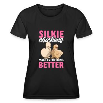Seidenhuhn Silkie Chicken - Women's Functional T-Shirt - black - Front - AI Model Female 172 light (172cm)