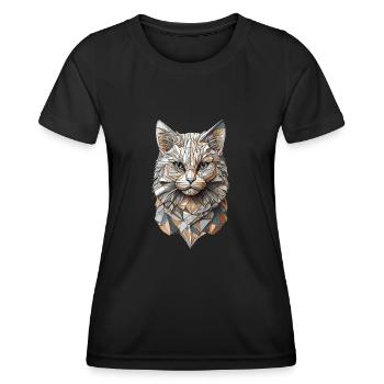Geometric tomcat with a blaze of color - Women's Functional T-Shirt - black - Front - AI Model Female 172 light (172cm)