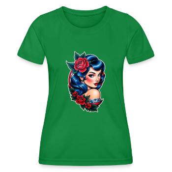 Rockabilly / Pin-up / Années 50 - T-shirt sport Femme - vert - Devant - AI Model Female 172 dark (172cm)