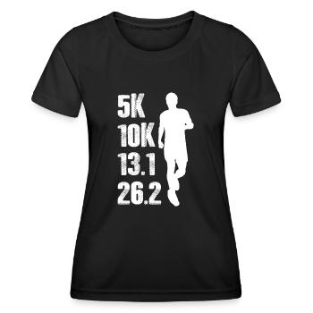 Marathon Running Jogging - Frauen Funktions-T-Shirt - Schwarz - Vorne - AI Model Female 172 light (172cm)