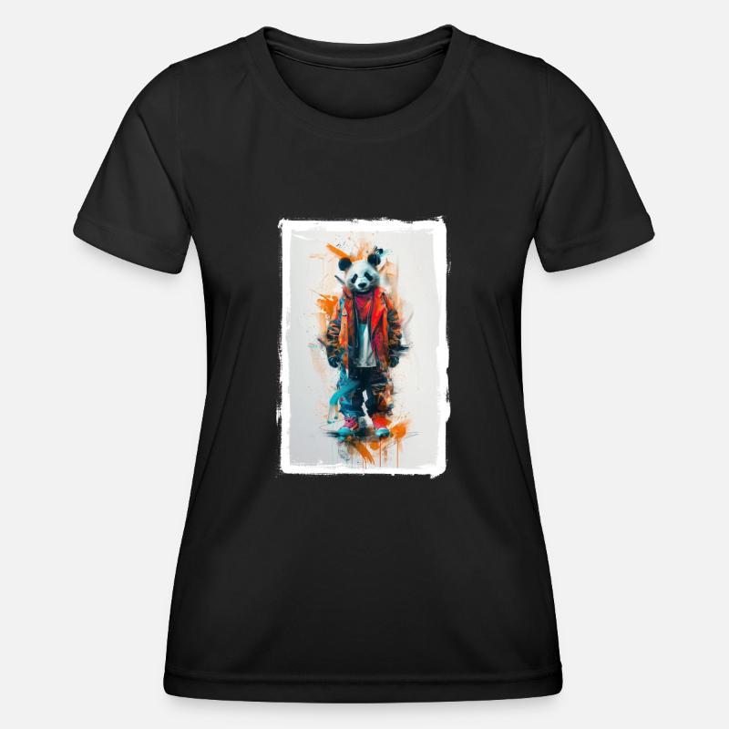 Colorful Panda - Women's Functional T-Shirt - black