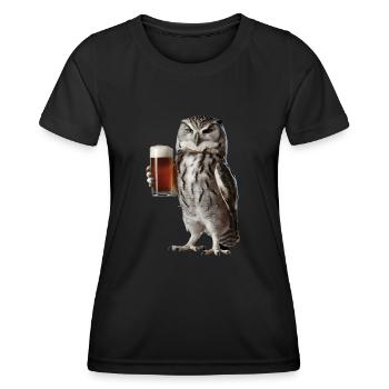 Eule Bier - Frauen Funktions-T-Shirt - Schwarz - Vorne - AI Model Female 172 light (172cm)