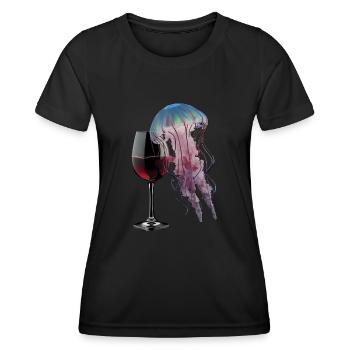 Quallen Wein - Frauen Funktions-T-Shirt - Schwarz - Vorne - AI Model Female 172 light (172cm)