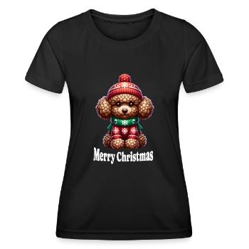 Merry Christmas Toy Poodle Dog Xmas - Women's Functional T-Shirt - black - Front - AI Model Female 172 light (172cm)