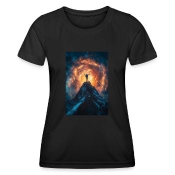 Unter kosmischem Feuer - Frauen Funktions-T-Shirt - Schwarz - Vorne - AI Model Female 172 light (172cm)