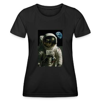 Mondlandung Hoax Konzeptkunst - Frauen Funktions-T-Shirt - Schwarz - Vorne - AI Model Female 172 light (172cm)