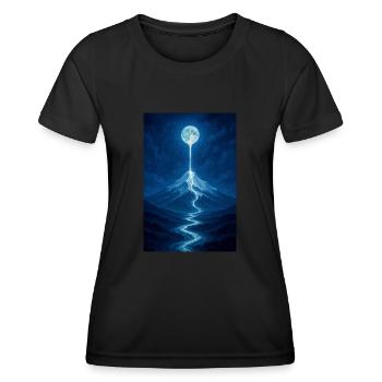 Mondschein Fluss aus der Luft - Frauen Funktions-T-Shirt - Schwarz - Vorne - AI Model Female 172 light (172cm)