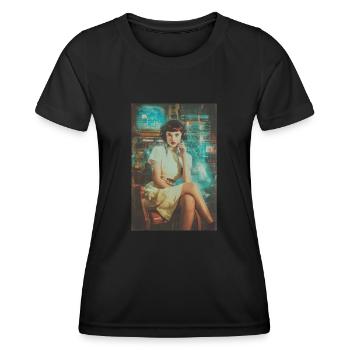 Opérateur de science-fiction rétro - T-shirt sport Femme - noir - Devant - AI Model Female 172 light (172cm)
