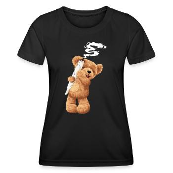 Bär Kiffen Hanf Geschenk - Frauen Funktions-T-Shirt - Schwarz - Vorne - AI Model Female 172 light (172cm)