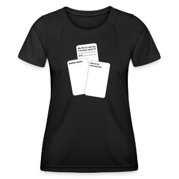 Lustige Karten gegen die Menschheit - Frauen Funktions-T-Shirt - Schwarz - Vorne - AI Model Female 172 light (172cm)