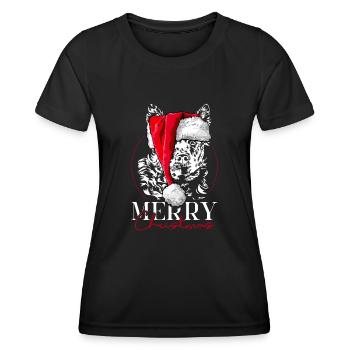 Santa MUDI Joyeux Noël Chiens Wilsigns - T-shirt sport Femme - noir - Devant - AI Model Female 172 light (172cm)