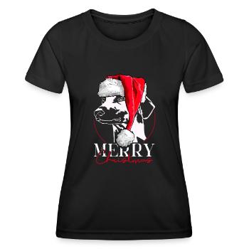 Santa SLOUGHI Merry Christmas Windhunde Wilsigns - Frauen Funktions-T-Shirt - Schwarz - Vorne - AI Model Female 172 light (172cm)