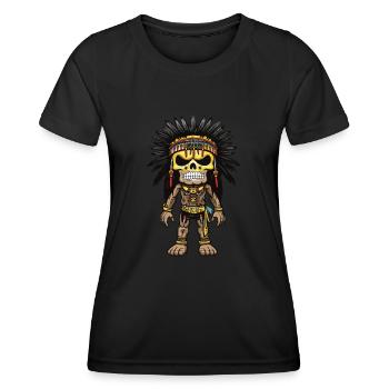 Squelette indien Apache - T-shirt sport Femme - noir - Devant - AI Model Female 172 light (172cm)