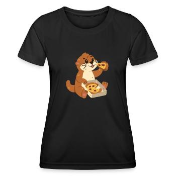 Loutre à la pizza - T-shirt sport Femme - noir - Devant - AI Model Female 172 light (172cm)