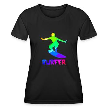 Surfer | Surfen | Wassersport | Sport - Frauen Funktions-T-Shirt - Schwarz - Vorne - AI Model Female 172 light (172cm)