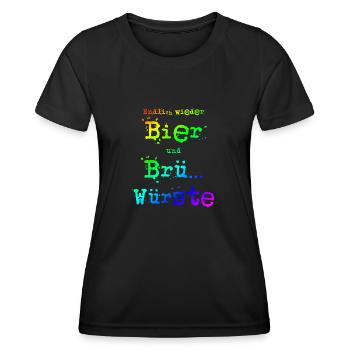 Endlich wieder Bier und Brü.. Würste | Party - Frauen Funktions-T-Shirt - Schwarz - Vorne - AI Model Female 172 light (172cm)
