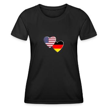 USA American German Germany Deutschland Flag - Women's Functional T-Shirt - black - Front - AI Model Female 172 light (172cm)