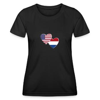 États-Unis Américain Pays-Bas Drapeau néerlandais Patriotique - T-shirt sport Femme - noir - Devant - AI Model Female 172 light (172cm)