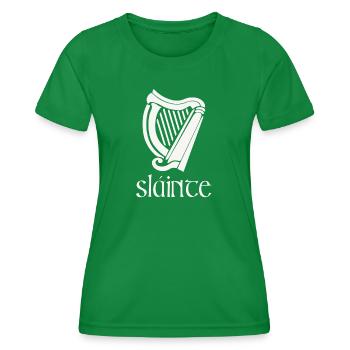 Sláinte Gälisch Irisch Irland Lustiger St. Patricks Tag - Frauen Funktions-T-Shirt - Kelly Green - Vorne - AI Model Female 172 dark (172cm)