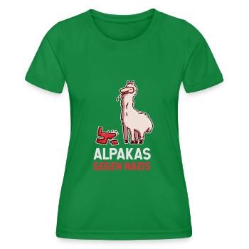 Alpakas gegen Nazis Anti-Rassismus Antifa BLM - Frauen Funktions-T-Shirt - Kelly Green - Vorne - AI Model Female 172 dark (172cm)