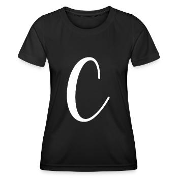 Calligraphie, initiale C - T-shirt sport Femme - noir - Devant - AI Model Female 172 light (172cm)