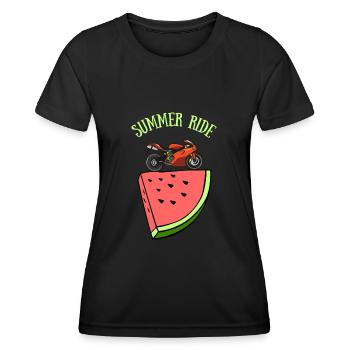 pastèque summer ride motard - T-shirt sport Femme - noir - Devant - AI Model Female 172 light (172cm)