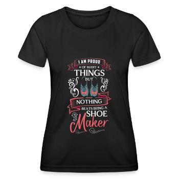 Travail de bottes de cordonnier - T-shirt sport Femme - noir - Devant - AI Model Female 172 light (172cm)