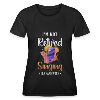 Sänger Melodie Noten Mikrofon - Frauen Funktions-T-Shirt - Schwarz - Vorne - AI Model Female 172 light (172cm)