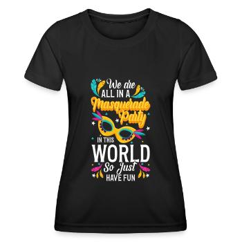 Déguisement Costume Party Mardi Gras Second Face - T-shirt sport Femme - noir - Devant - AI Model Female 172 light (172cm)