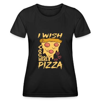 Käse Salami Pizza Fastfood Pizzastück - Frauen Funktions-T-Shirt - Schwarz - Vorne - AI Model Female 172 light (172cm)