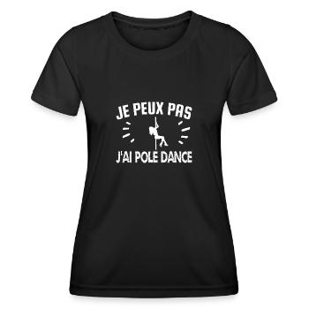 je peux pas j'ai pole dance - T-shirt sport Femme - noir - Devant - AI Model Female 172 light (172cm)