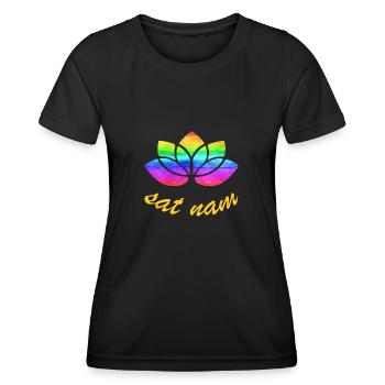 sat nam with lotus rainbow - Women's Functional T-Shirt - black - Front - AI Model Female 172 light (172cm)