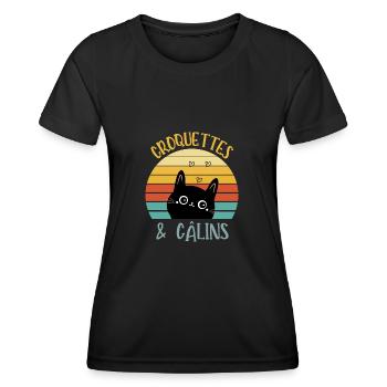 croquettes et câlins - T-shirt sport Femme - noir - Devant - AI Model Female 172 light (172cm)