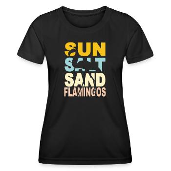 SUN SALT SAND Flamingos - Frauen Funktions-T-Shirt - Schwarz - Vorne - AI Model Female 172 light (172cm)