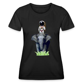 Astronaut on elephant adventure - Women's Functional T-Shirt - black - Front - AI Model Female 172 light (172cm)