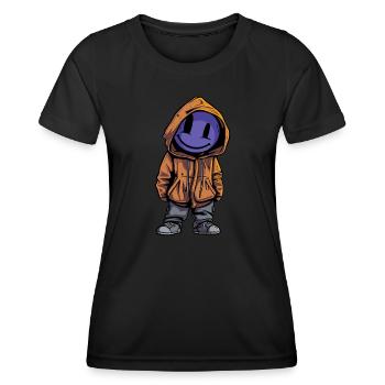 Créature fantastique avec sourire violet - T-shirt sport Femme - noir - Devant - AI Model Female 172 light (172cm)