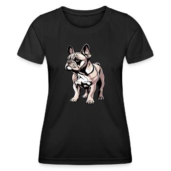 French bulldog süsser hund mit pfoten - Frauen Funktions-T-Shirt - Schwarz - Vorne - AI Model Female 172 light (172cm)