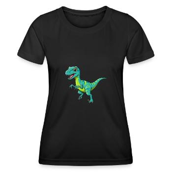 Dino Cartoon Velociraptor - Women's Functional T-Shirt - black - Front - AI Model Female 172 light (172cm)